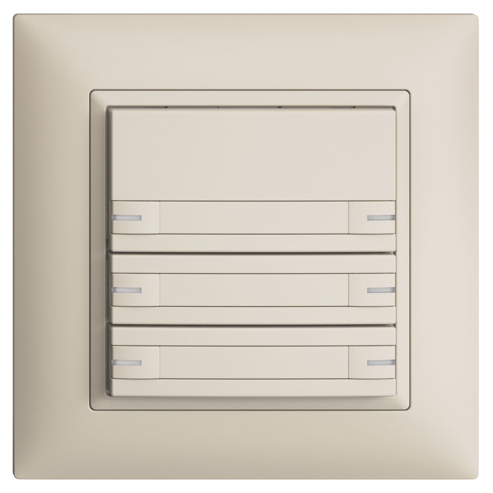 Poussoir KNX RGB ENC EDUE FMI, 250mW, a.LED RGB, papier, 6×pouss., 1×touche, cr