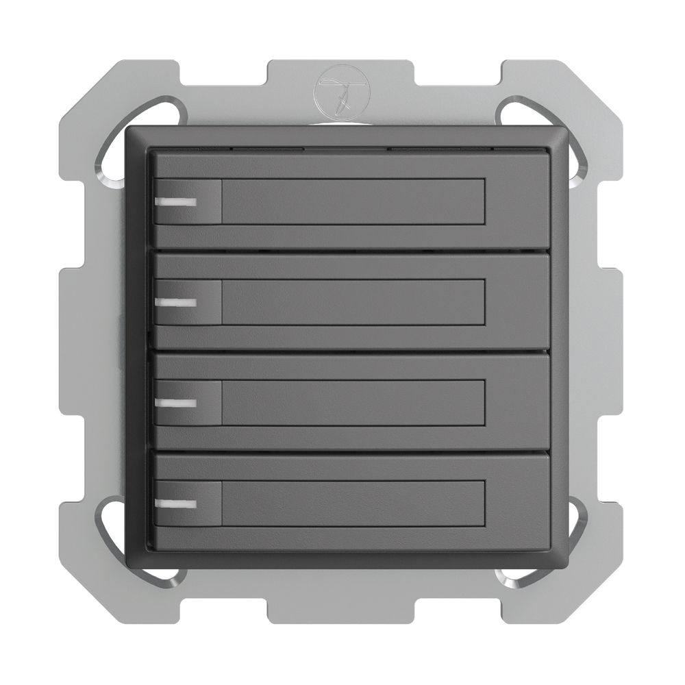 UP-Universaltaster 4×1T Schraubklemme EDIZIOdue dunkelgrau, mit Papiereinl.+LED