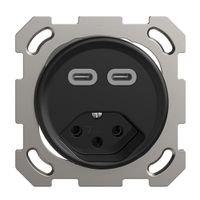 Prise ENC USB 2×type C + type 13 Feller STANDARDdue QM 230V 3000mA noir