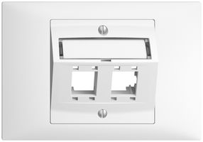 EB-Montageset EDIZIOdue BKE, mit Schrägauslasshaube, für 2×RJ45, weiss