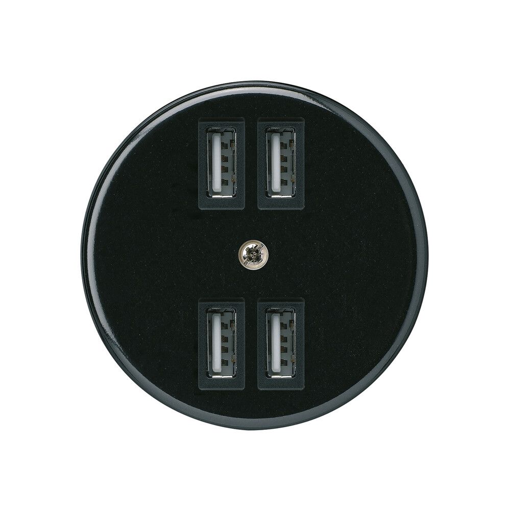 Presa 4×USB basico A 2400mA nero