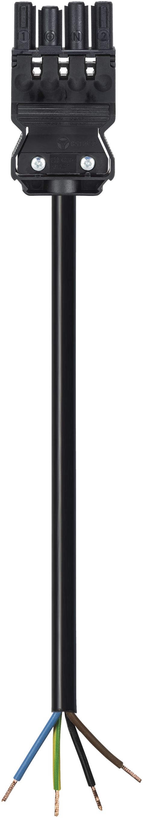 Anschlussleitung Wieland GST18i4 4×1.5mm² 250/400V 16A 8m schwarz Buchse Cca