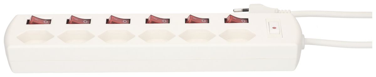 Steckdosenleiste MAX HAURI Multi-Switch 10A 7×Schalter 6×T13 weiss