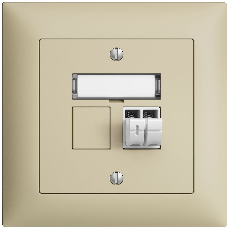 Prise audio ENC Push Type EDIZIOdue FMI, 1×, kit d'inscription, vanille