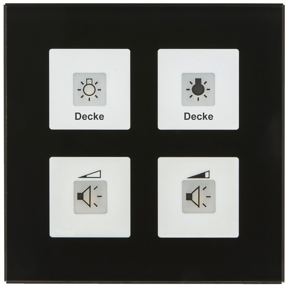 UP-Taster KNX RF+ MDT RF-GTT4S.01 4T/4B LED Temp Aktor 2-Kan Glas schwarz