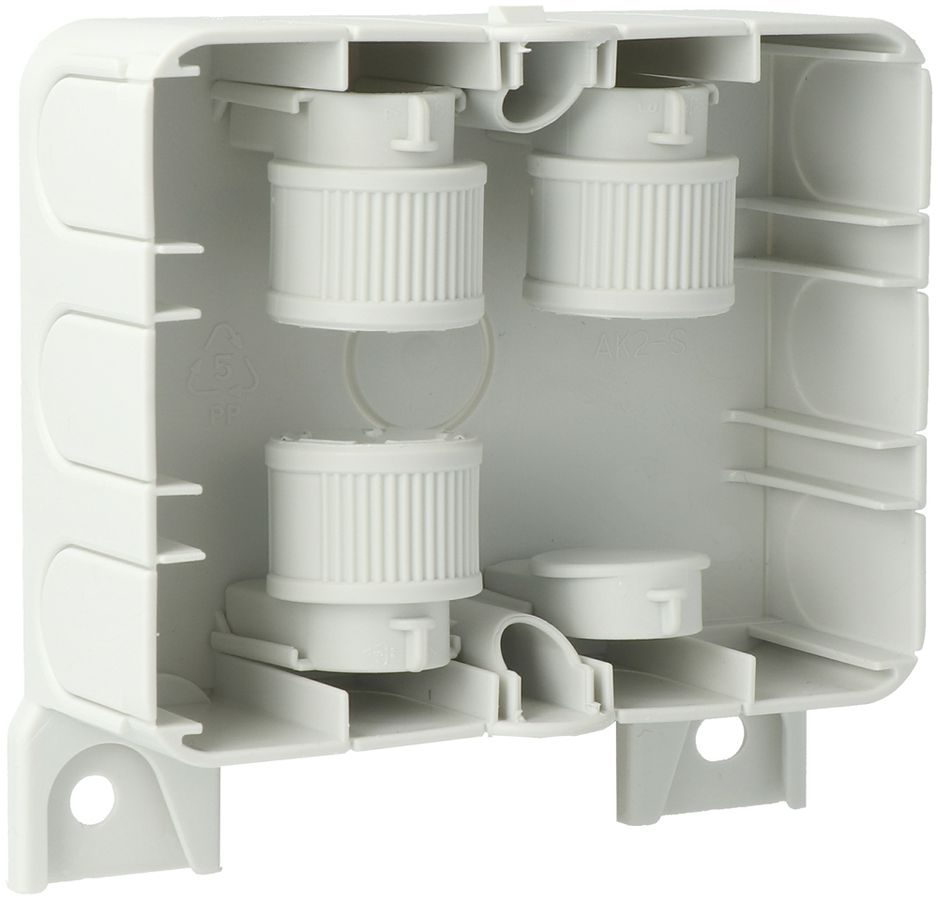 Boîtier AGRO, pour canniveau de câbles, coudé, fixation à vis,120×95×40mm, gris