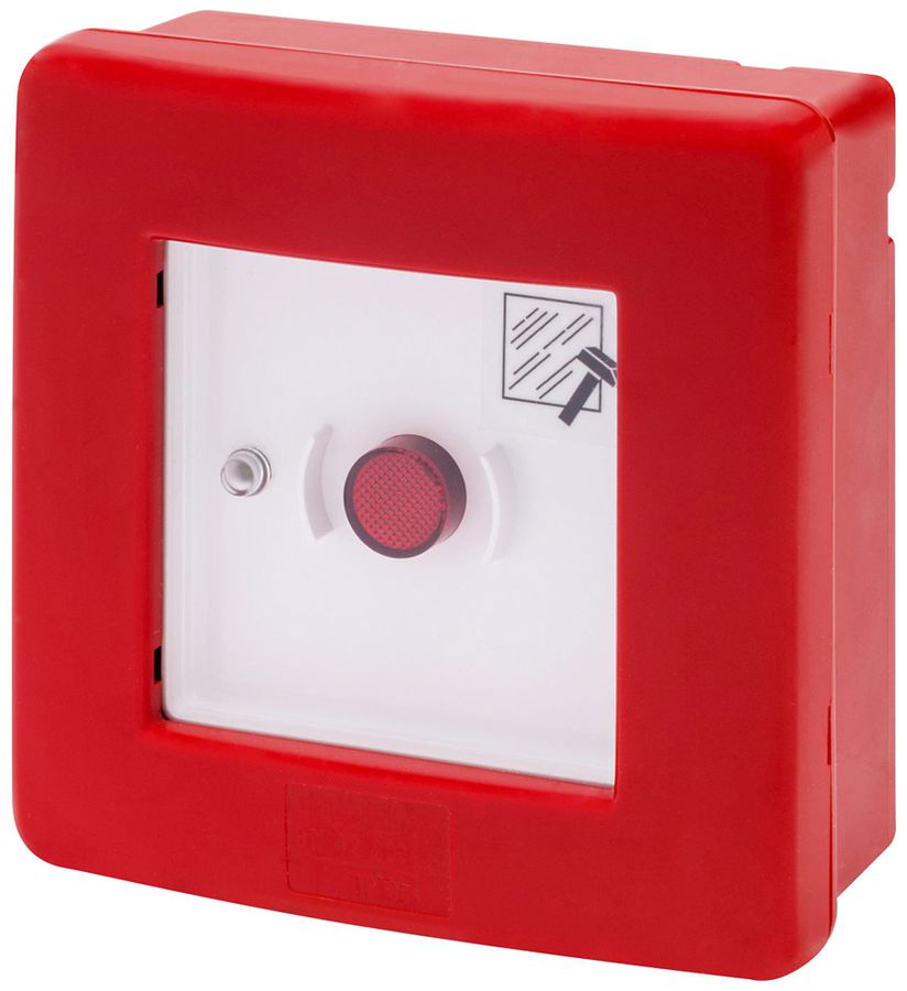 AP-Alarmtaster GEWISS, 1S/1Ö, mit Einschlagglas, IP55, rot