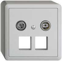 Presa multimedia 11dB AP Edue, presa terminale/passaggio, p.2×RJ45 Keystone, grc