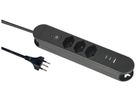 Presa multipla Re:Life 10A con interruttore ACC/CHIUS 3×T13 3×USB 1.8m nero