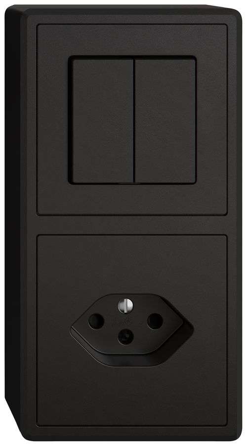 Combinazione AP EDIZIO.liv SNAPFIX® 2×1 140×74mm schema 1/3+3/1L+1×T13 nero