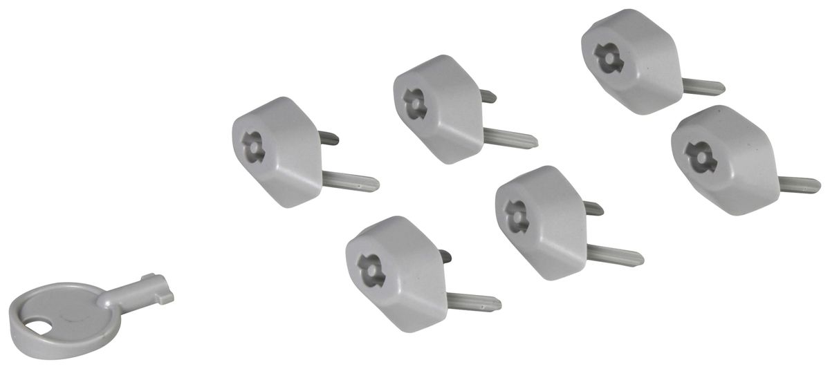 Steckdosenschutz Legrand grau RAL7035 6 Stück + 1 Schlüssel