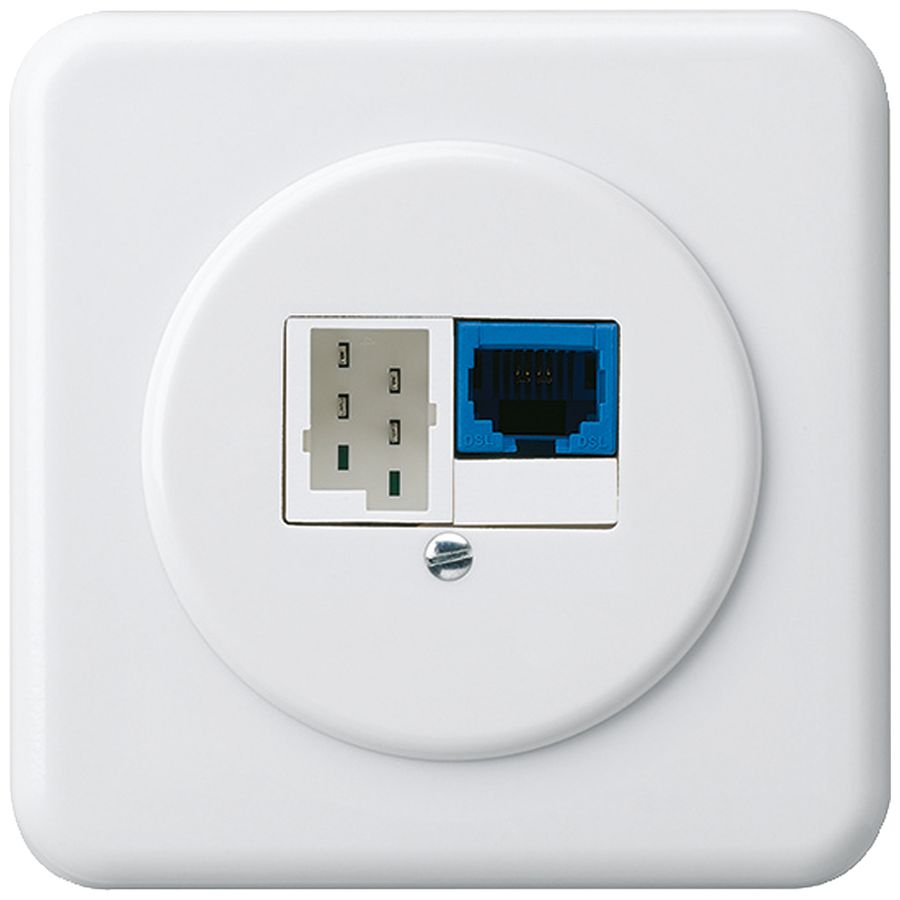 UP-Einsatz DSL basico 1×RJ45/1×T+T weiss