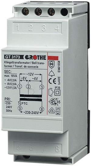 Transformateur de sonnerie INC Grothe 50810/8VAC 1A