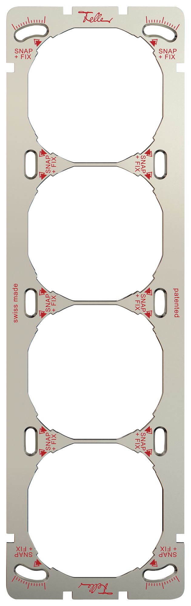 Befestigungsplatte mit SNAPFIX®-Befestigungssystem 4×1 oder 1×4 257×77mm