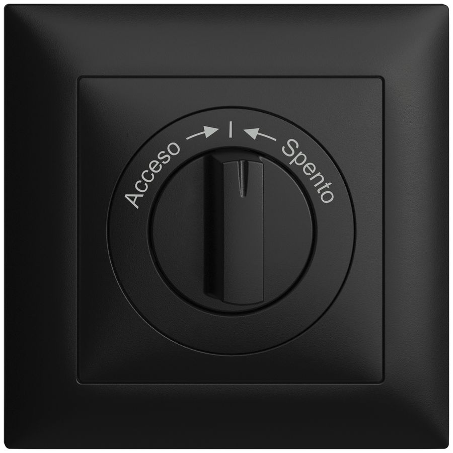 Frontset EDIZIOdue Acceso->I<-Spento schwarz 88×88mm für Schwenktaster