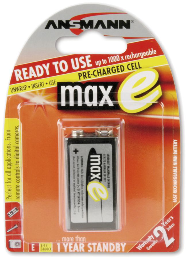 Accu NiMH 6LR61 8.4V 200mAh, 1 pièce