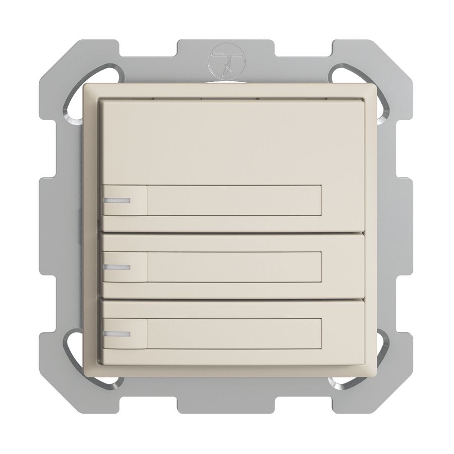 UP-KNX-Taster RGB EDUE, 250mW, m.RGB-LED, m.Papier., 3×Taste, 1×Tastenb., crema