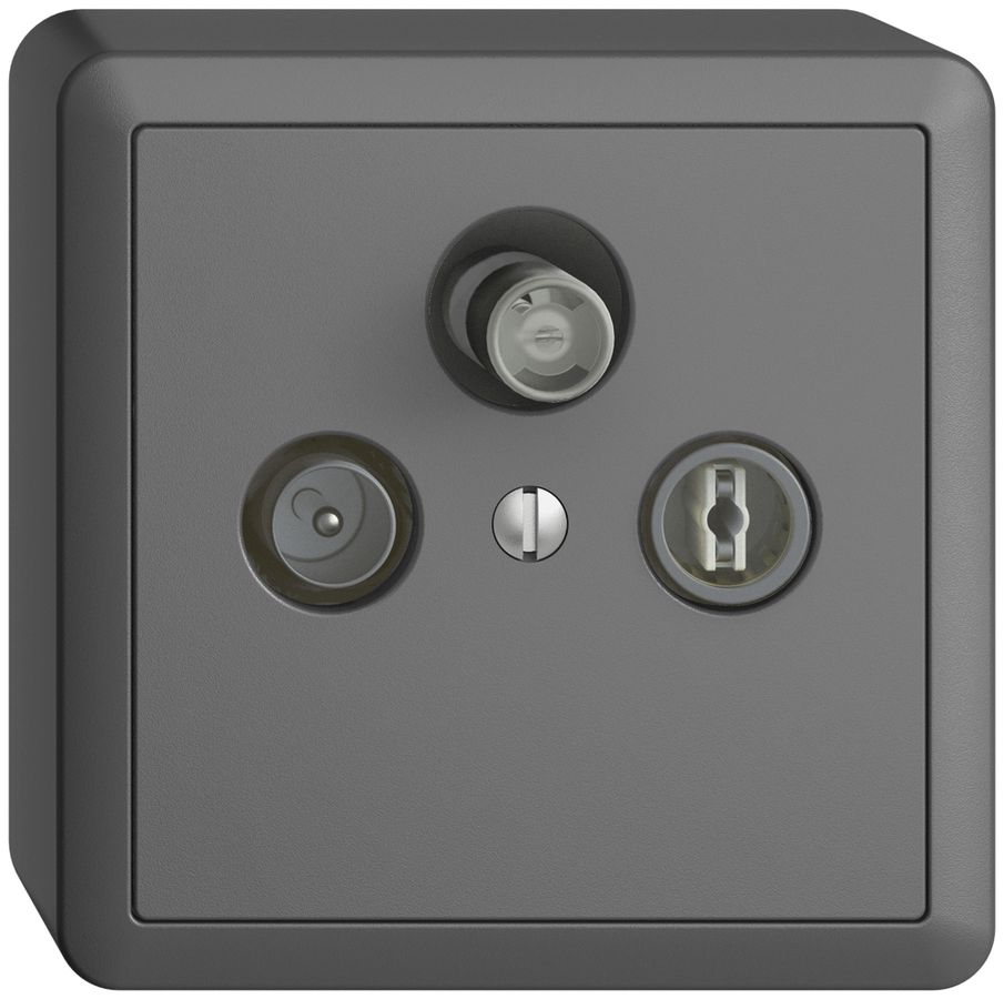 Prise d'antenne AP SAT DB52 EDIZIOdue gris foncé, avec IEC/F