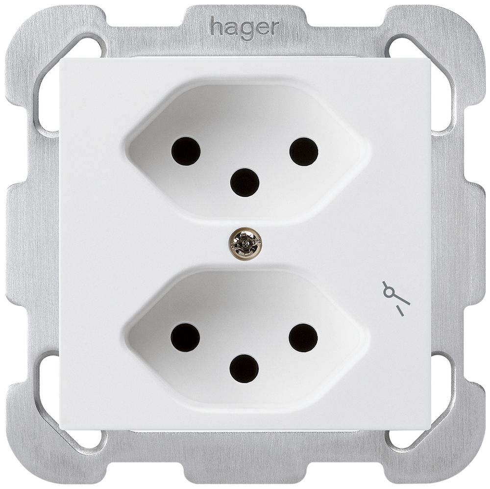 UP-Steckdose kallysto 2×T13/1 weiss mit Befestigungsplatte