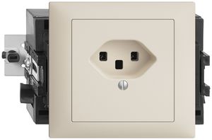 EB-Steckdose EDIZIOdue T23 16A crema, 53mm, Schraubklemmen