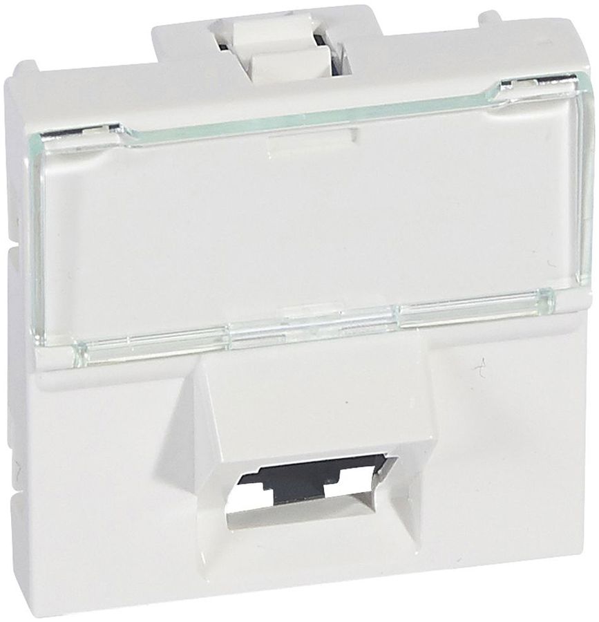 Prise de raccordement MOS 1×RJ45 Kat.6A UTP 45° 2 modules blanc