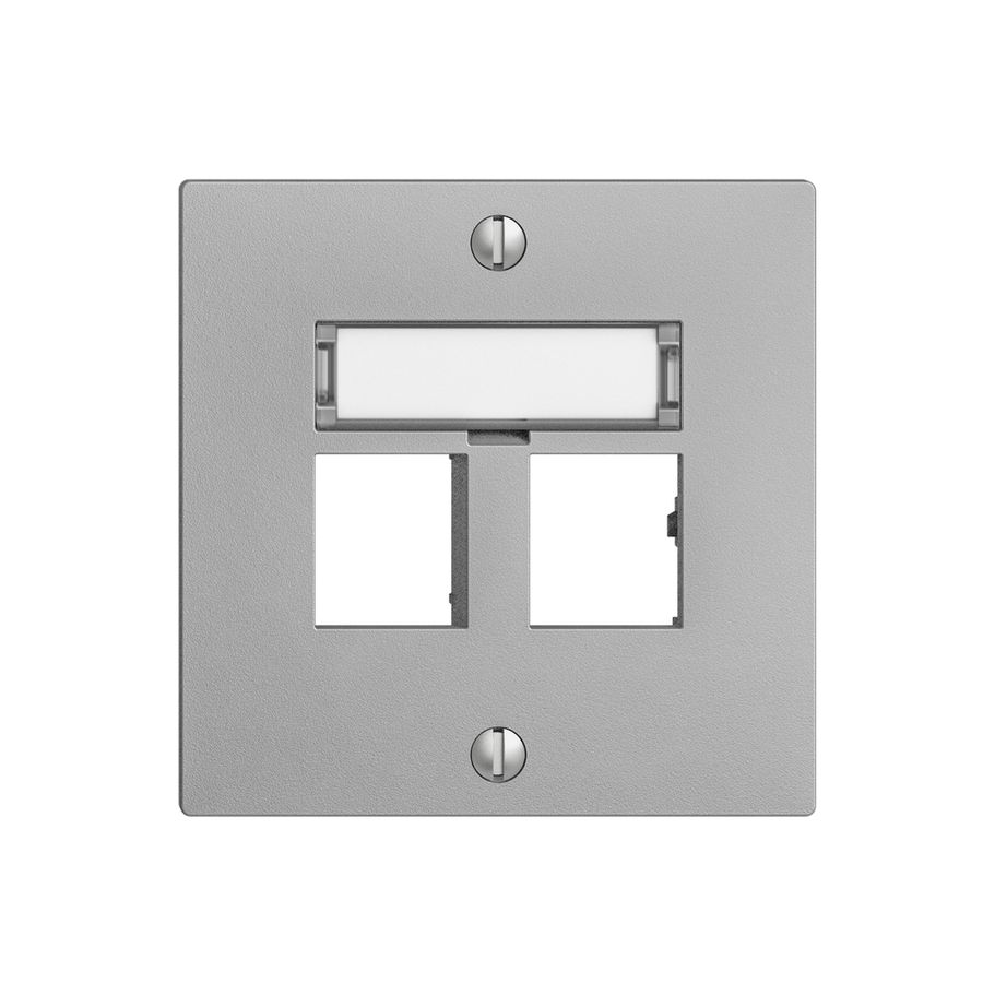 Kit montaggio EDIZIOdue uscita dritta, per 2×RJ45 freenet, silver