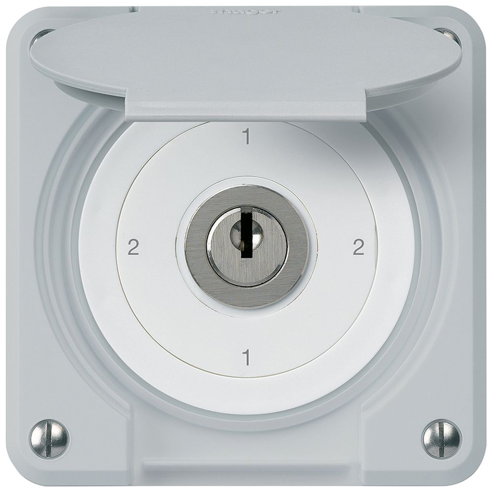 UP-Schlüsselschalter robusto IP55 mit Klappdeckel S3/1P grau