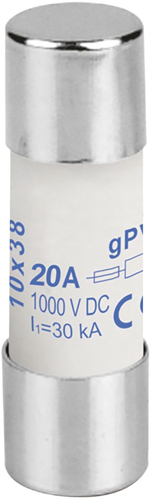 PV-Apparatesicherung Weidmüller, 20A gPV 1000VDC, Keramik, 10×38mm