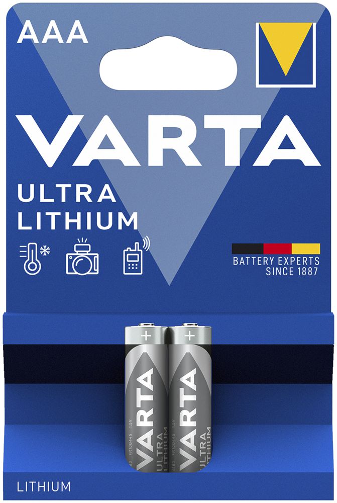 Pile VARTA Ultra Lithium AAA 1.5V blister à 2 pièces