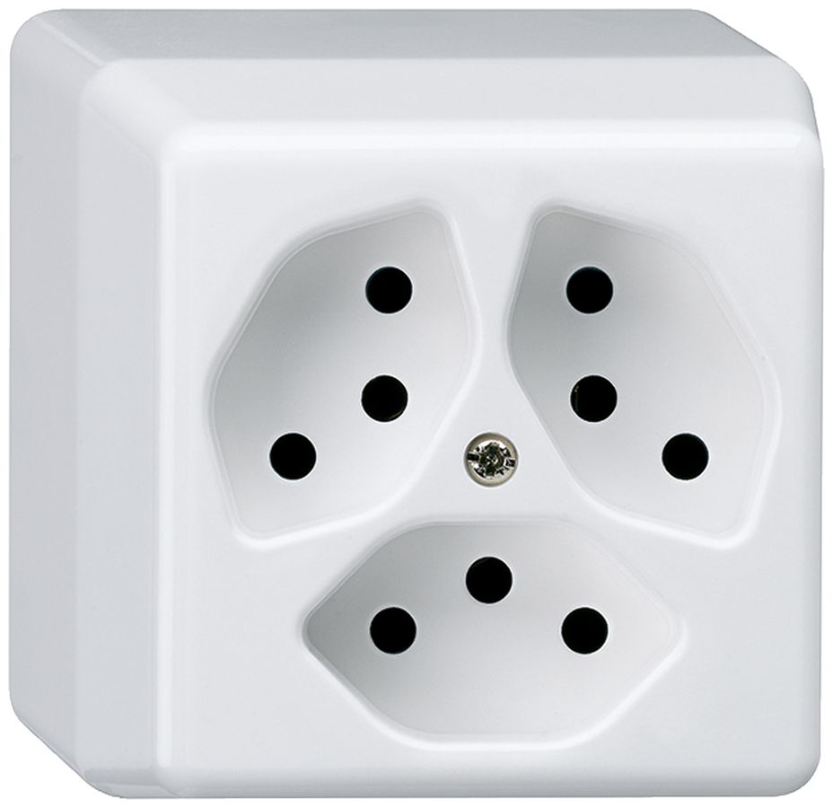 AP-Steckdose basico 3×Typ 13 weiss
