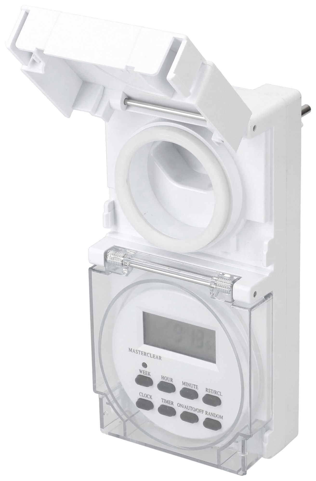 Minuteur à prise MH numérique 24h 1×type 13 10A 230V IP55 blanc