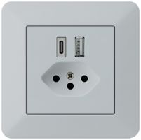 Prise de charge USB ENC kallysto.trend 18W PD 1×type A 1×type C T13 gris clair