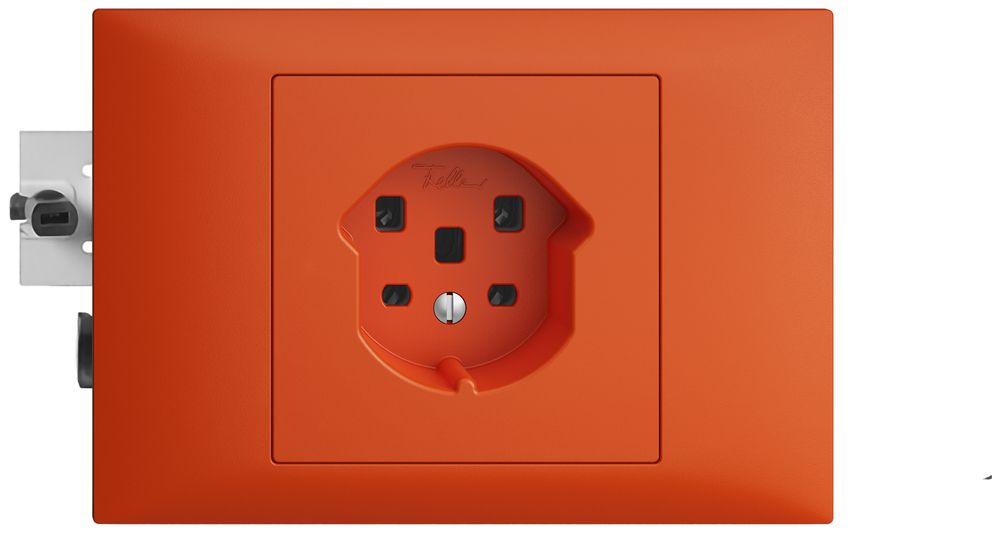 EB-Steckdose EDIZIOdue T25 16A orange 53mm, Schraubklemme