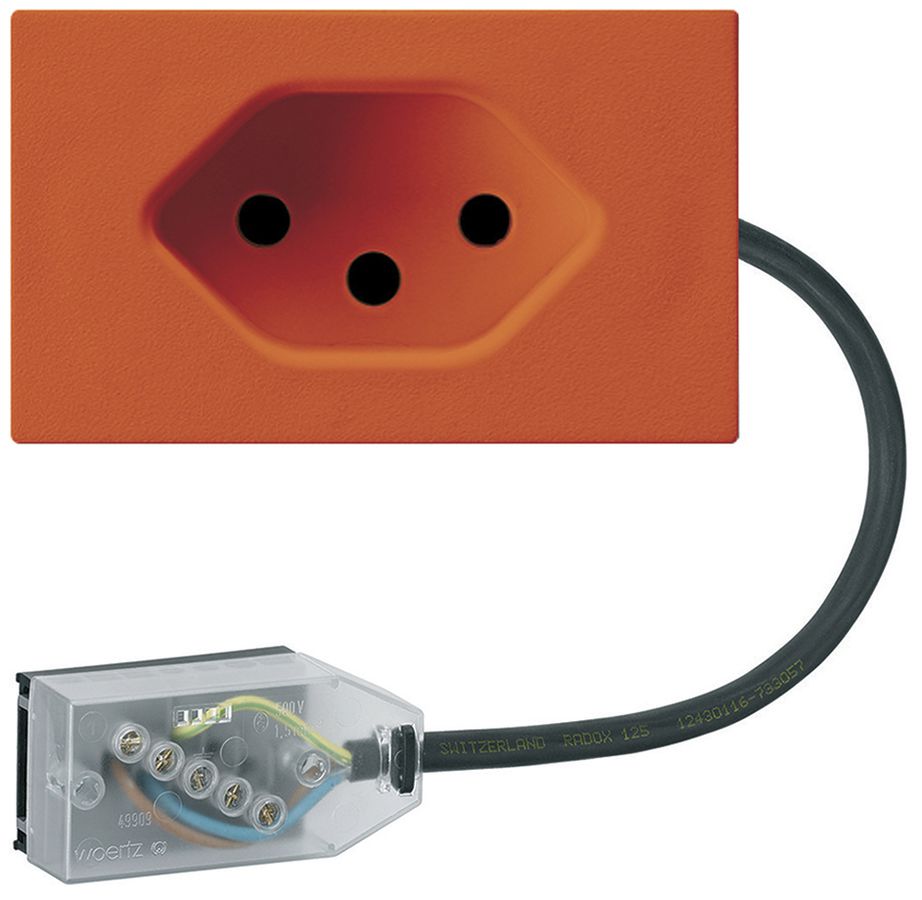 Prise INC 1×type 13 Hager FLF pour câble plat Technofil L1 orange