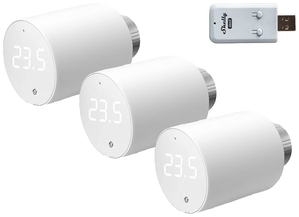 Kit servomoteur RF Shelly BLU TRV SET 3 BLE M30×1.5 1×adaptateur