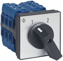 Interrupteur rotatif INC K&N, 50A/660V 3/3L, manette no, 64×64mm, Ø9mm, "1-0-2"