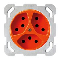 Einsatz zu UP-Steckdose basico 3×Typ 13 mit Befestigungsplatte orange