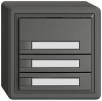 Poussoir universel AP EDIZIO.liv UNI SNAPFIX® 12…48V s.LED 3× comm.1T étiqu.grf