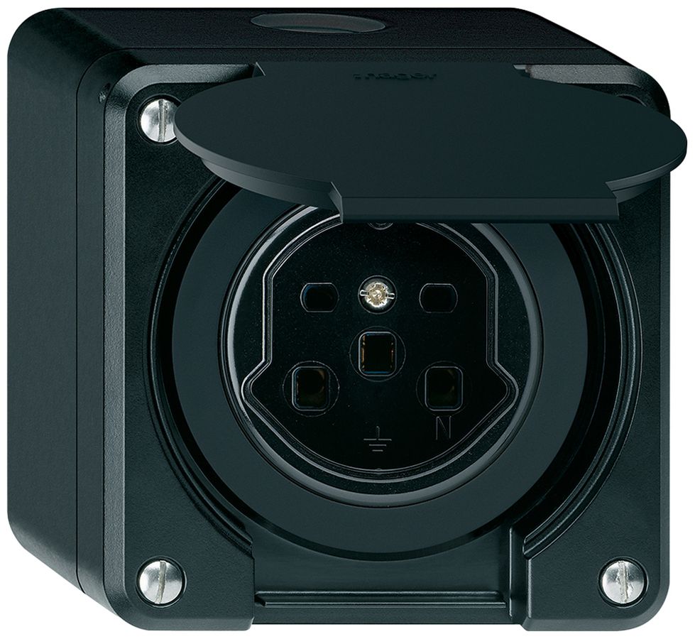 AP-Steckdose robusto Typ 25 schwarz