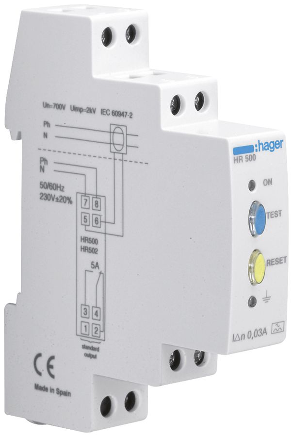 Differenzstromwächter Hager HR500 30mA Typ A