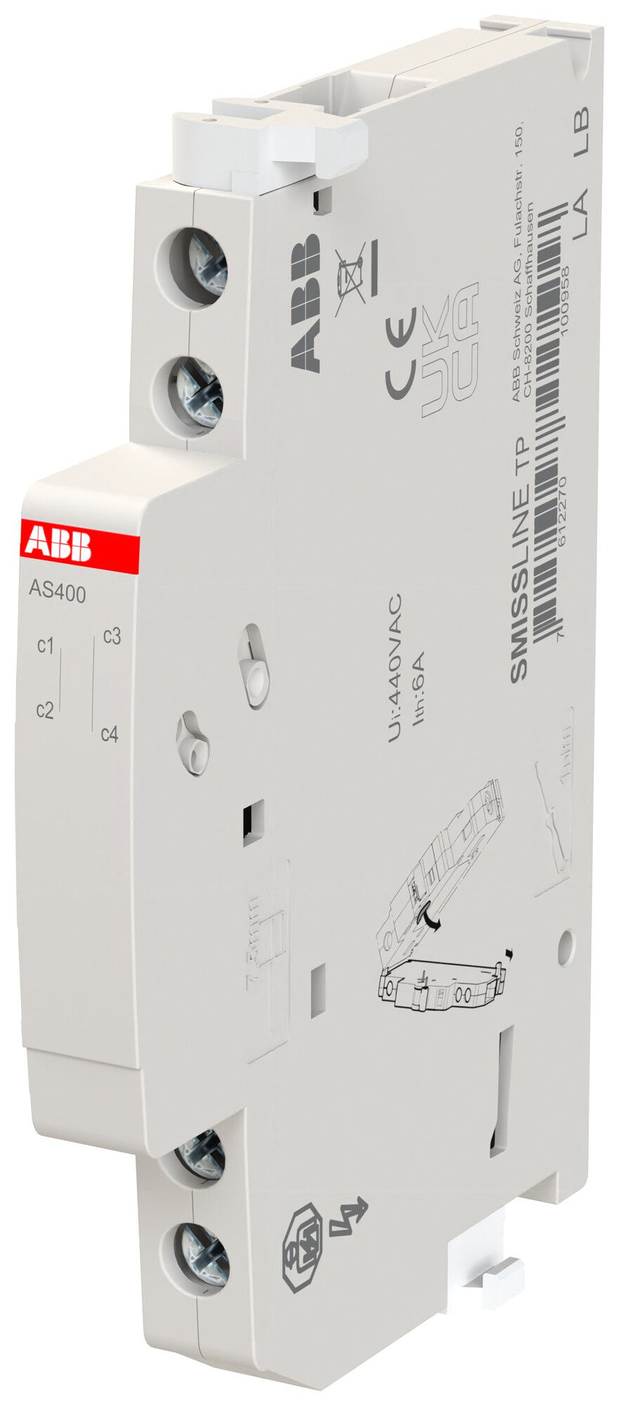 Contact auxiliaire ABB SMISSLINE CLASSIC HK45002-R, 2O, 6A/230V, à droite