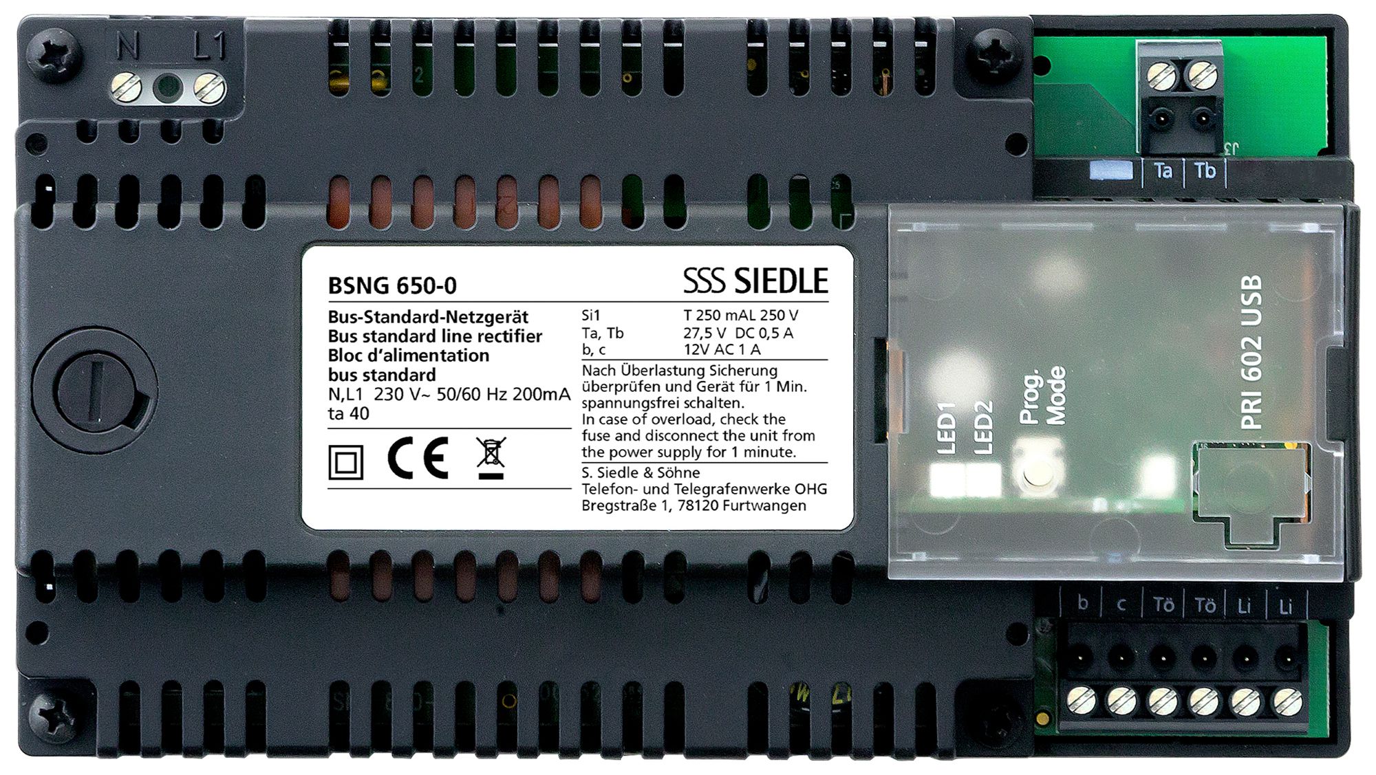 Bloc d'alimentation AMD Siedle Standard 230V AC 1000mA 162×89×60mm