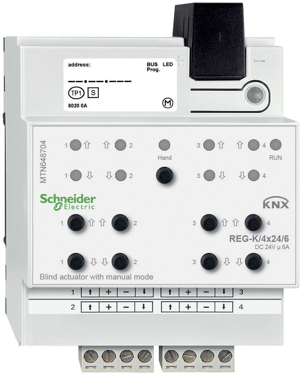 REG-Jalousieaktor KNX Schneider Electric 4×24V MTN648704