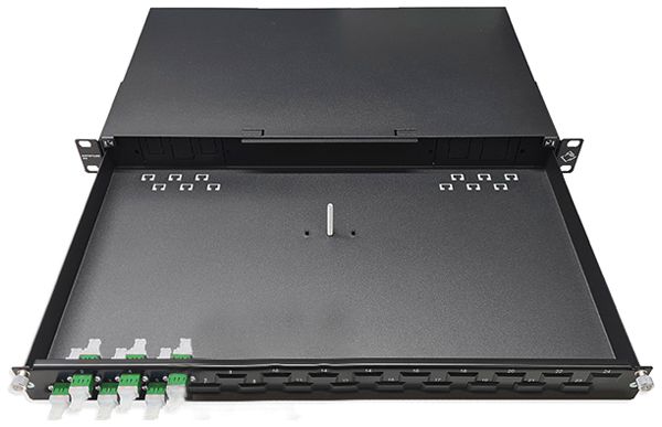Breakoutbox 19" Dätwyler OV-SO 6×LCD/APC vert OS2 décalé 1UH noir