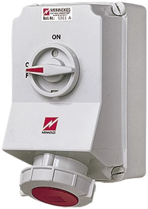 Prise AP CEE Mennekes 3LNPE 63A rouge