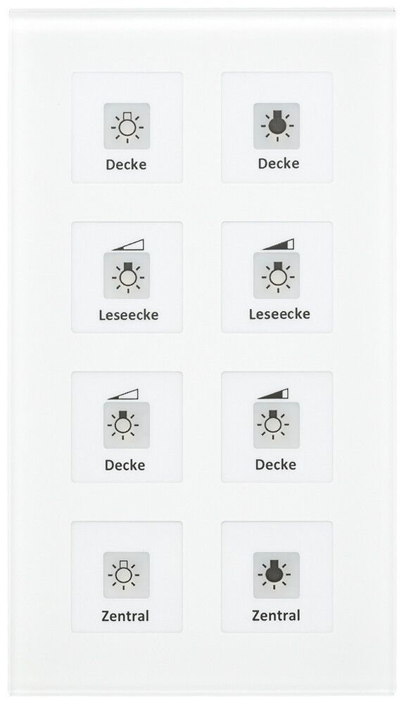 Poussoir KNX ENC MDT BE-GTT8W.01 8t/8a LED temp.verre blanc