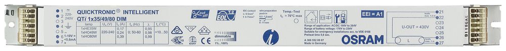 Ballast électronique Osram Quicktronic QT-I 1×21/39 1/10V DIM