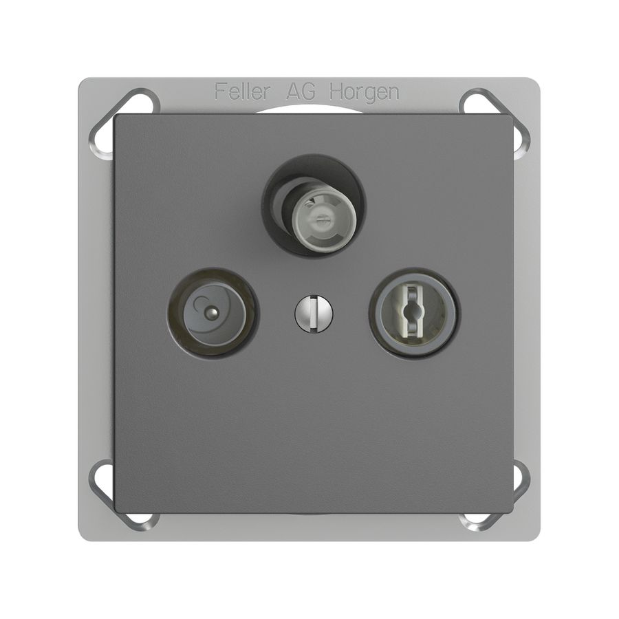 EB-Stichdose SAT/TV/R DB53 EDIZIOdue dunkelgrau, mit SAT-F-Anschluss