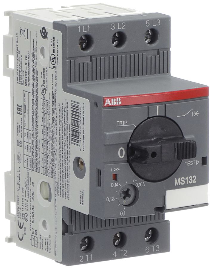 Salvamotore AMD ABB MS132, 0.03kW AC-3 (0.1…0.16A) 3L a vite