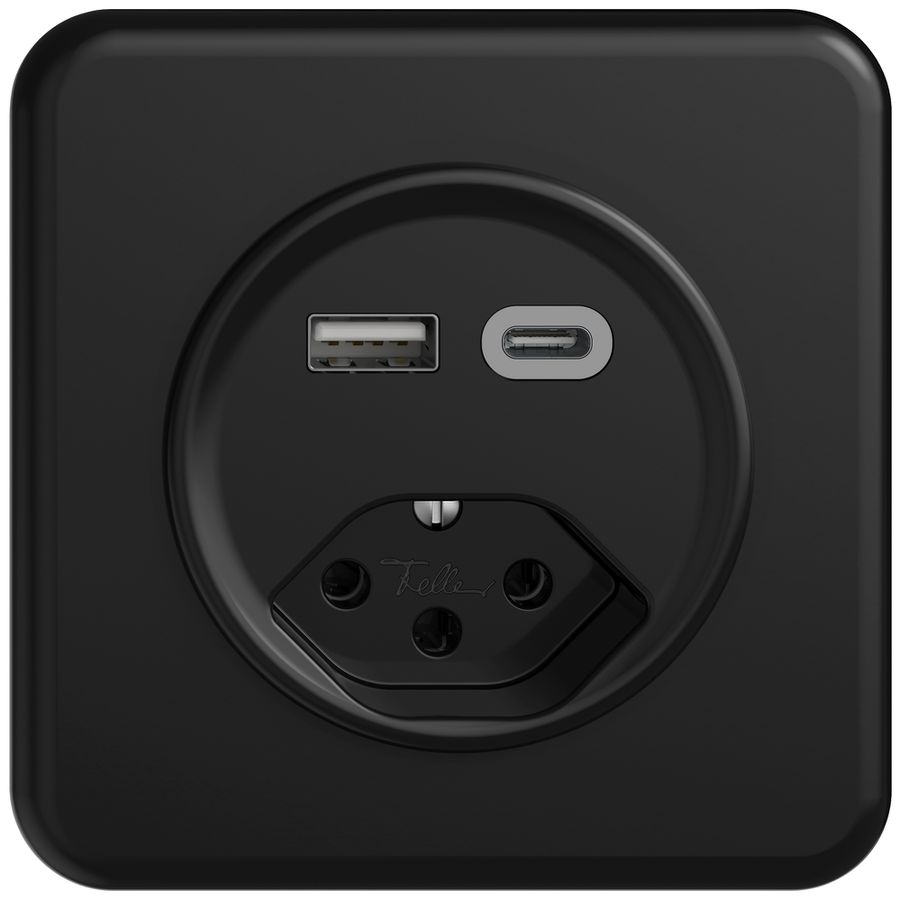 UP-USB-Ladesteckdose STANDARDdue SNAPFIX® USB A+C/T13 3A 230V AC sz